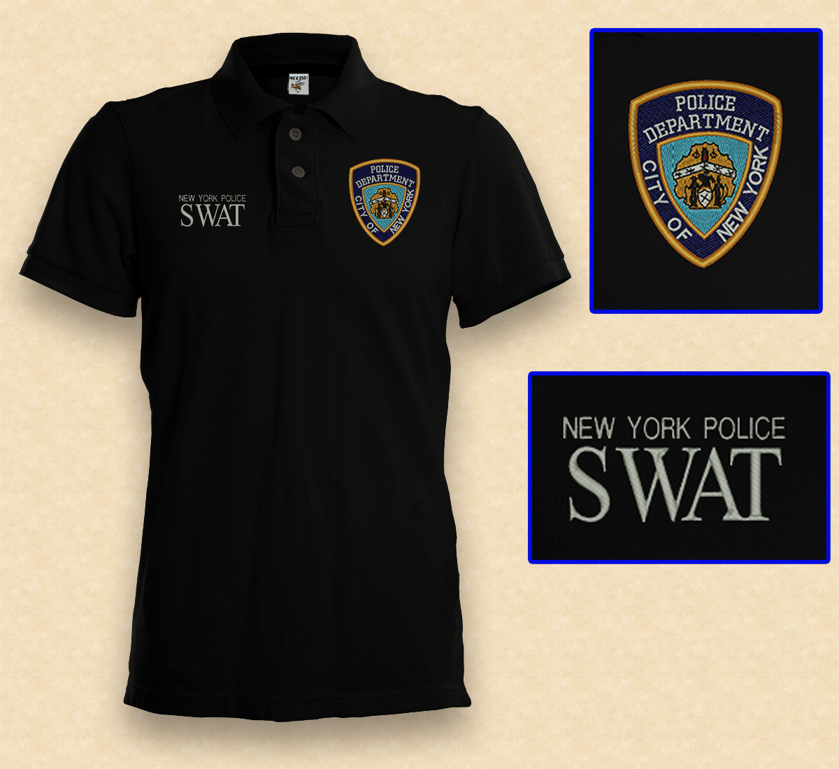 New York Police Polo Shirt NYPD Navy Schwarz Polizei USA US auf Wunsch mit Name eBay