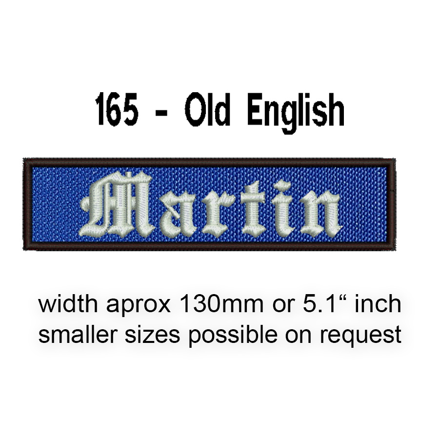 Name Tag 5" Custom Embroidered Sew On & Iron On Blue Personalised Biker